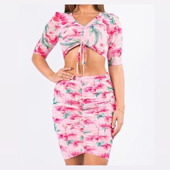 Pink Floral Skirt Set - Picture 4 of 13